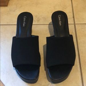 Calvin Klein black wedge sandals